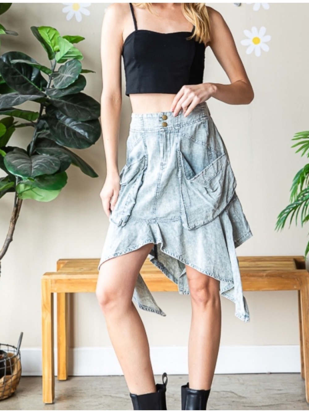 Oli and Hali Jean Cargo asymmetrical Skirt Retro Y2K Boho 90’s size medium